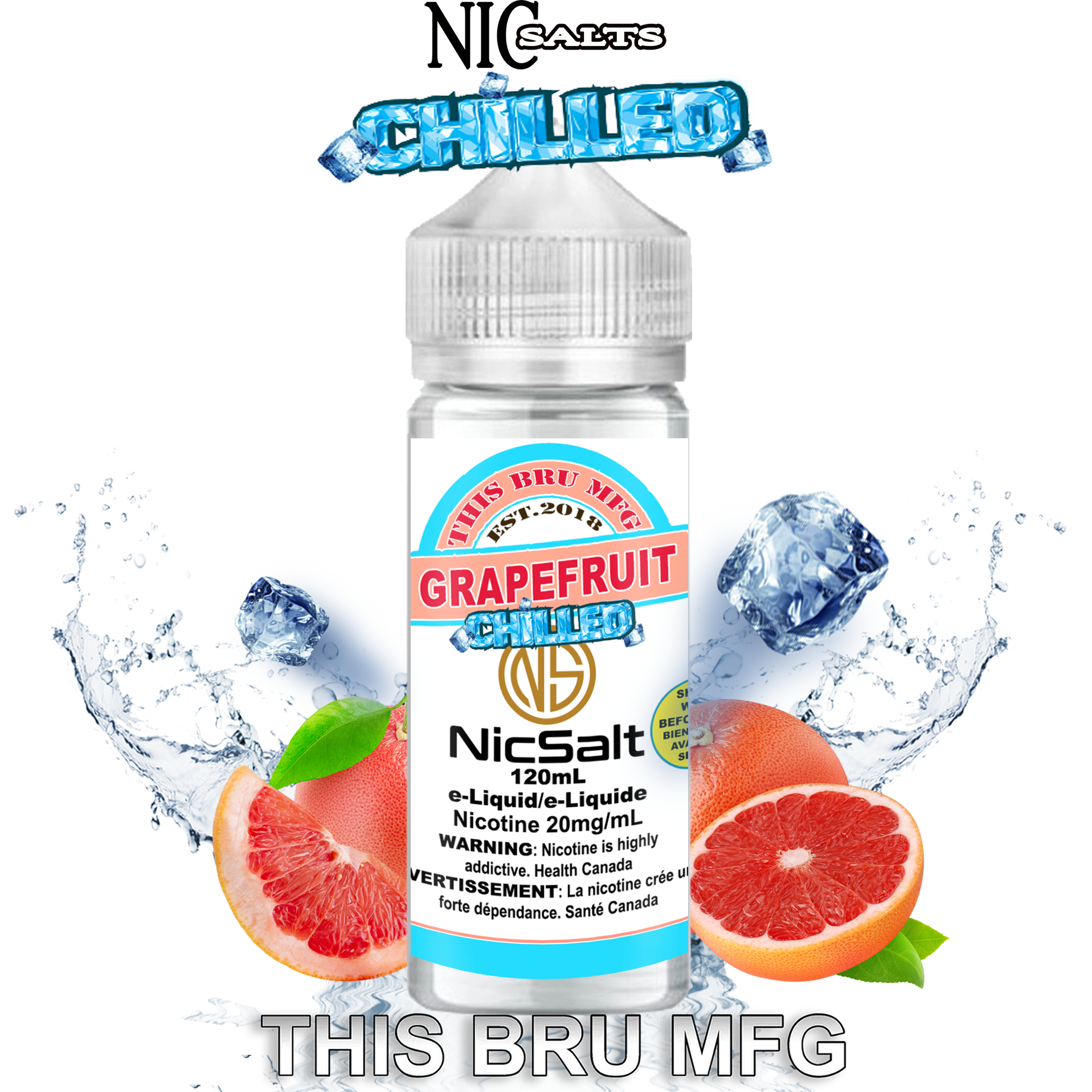 CUSTOM THIS BRU MFG SALT - GRAPEFRUIT CHILLED 120ML