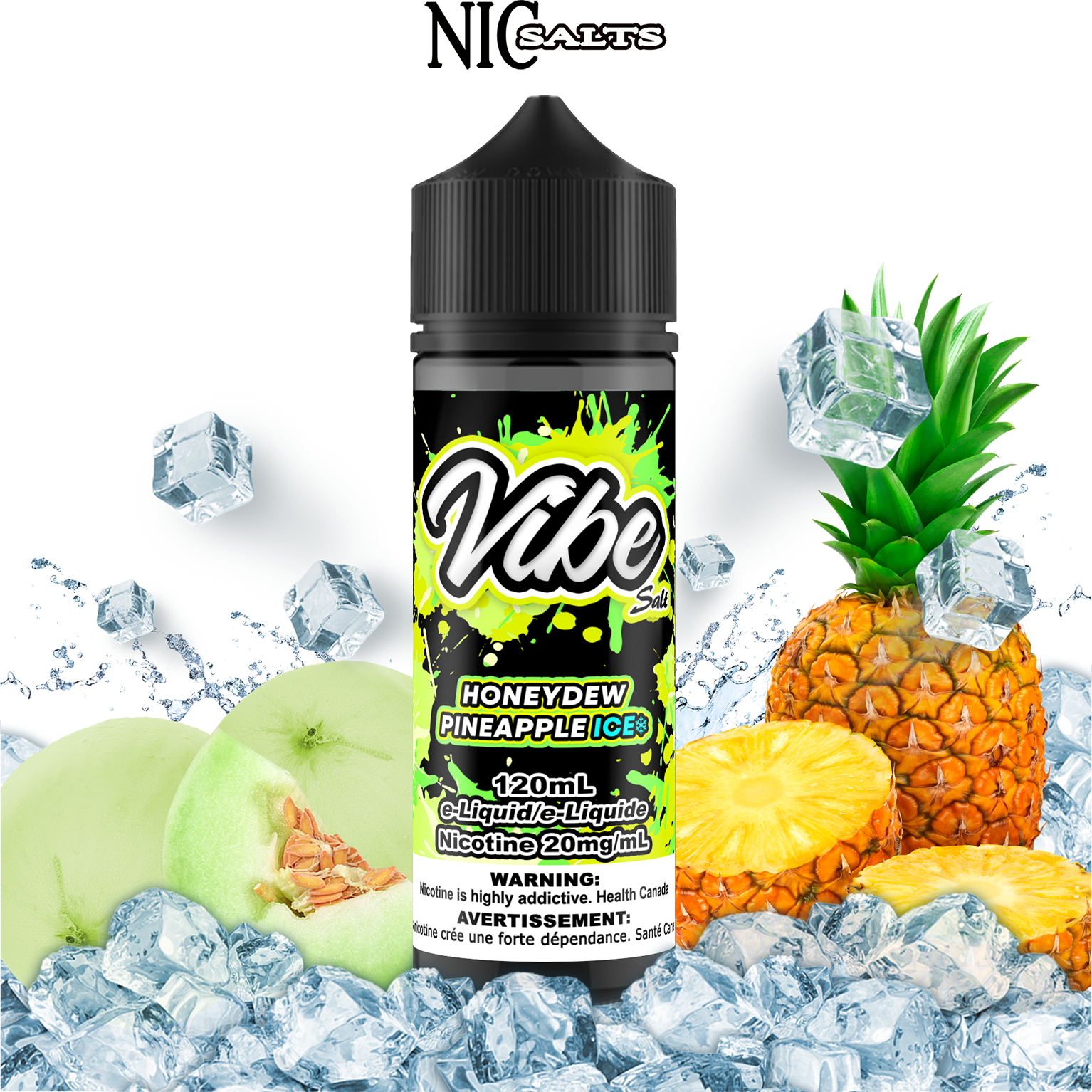 CUSTOM VIBE SALT - HONEYDEW PINEAPPLE ICE 120ML