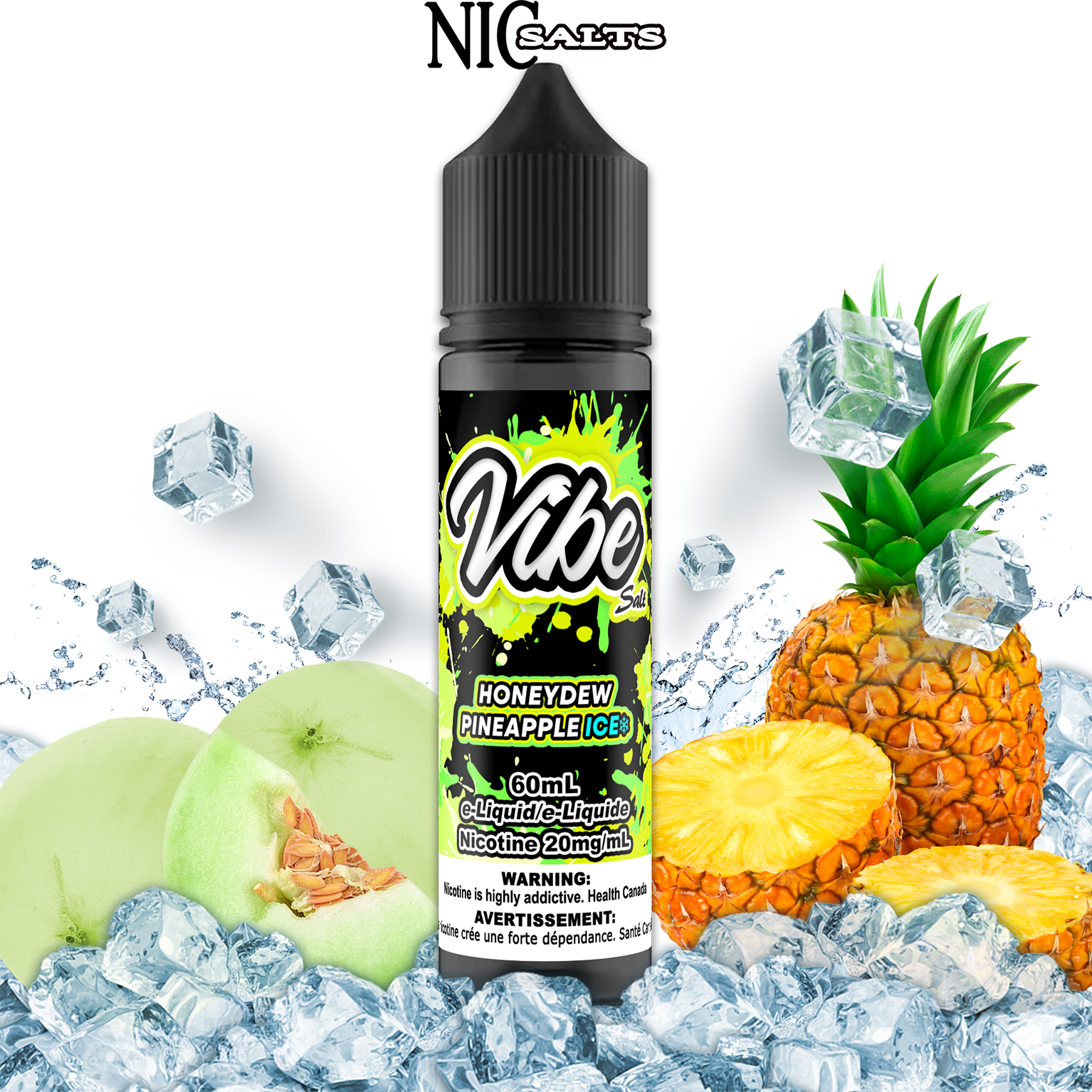 CUSTOM VIBE SALT - HONEYDEW PINEAPPLE ICE 60ML