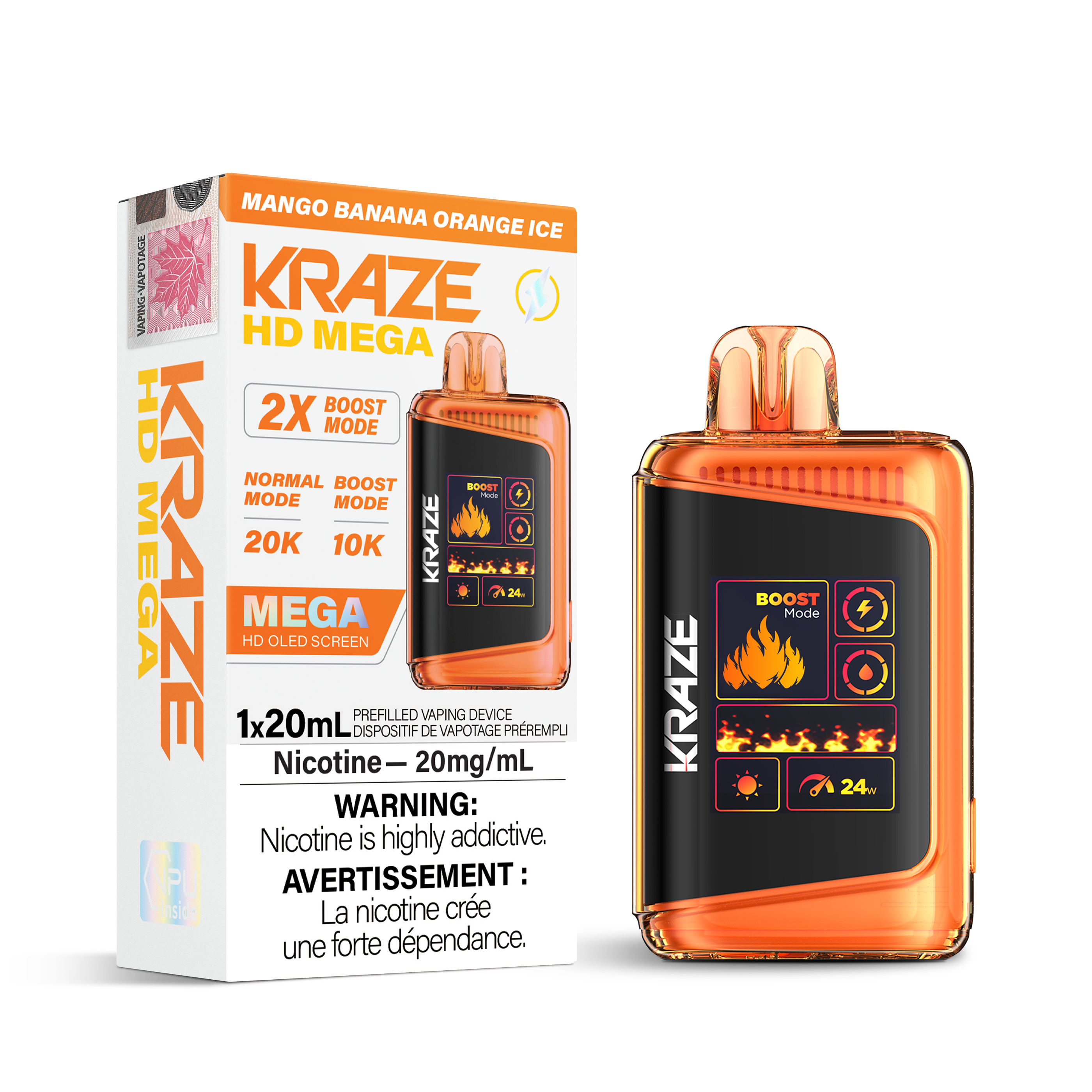 KRAZE HD MEGA 20K MANGO BANANA ORANGE ICE