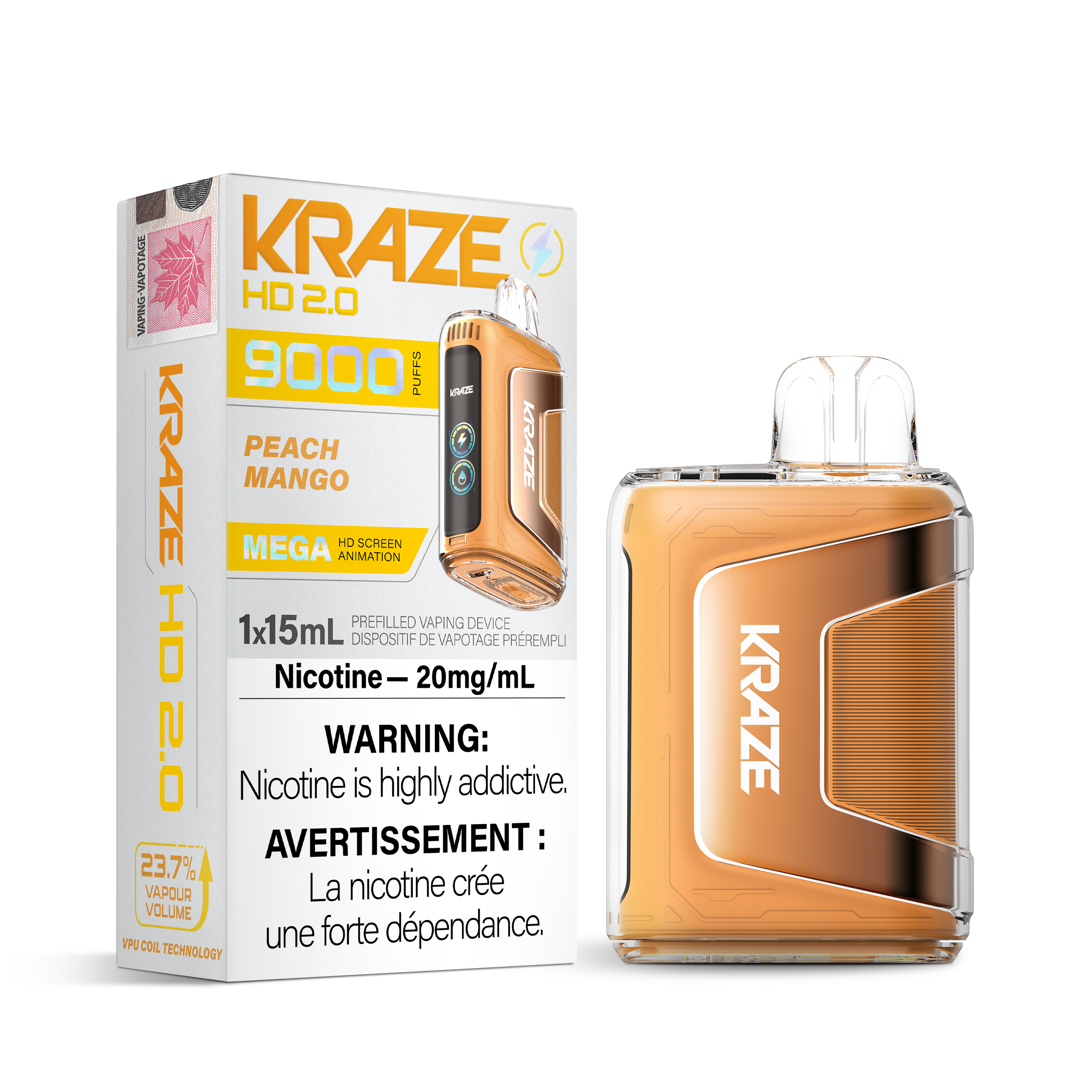 KRAZE HD 2.0 9000 PEACH MANGO 20MG