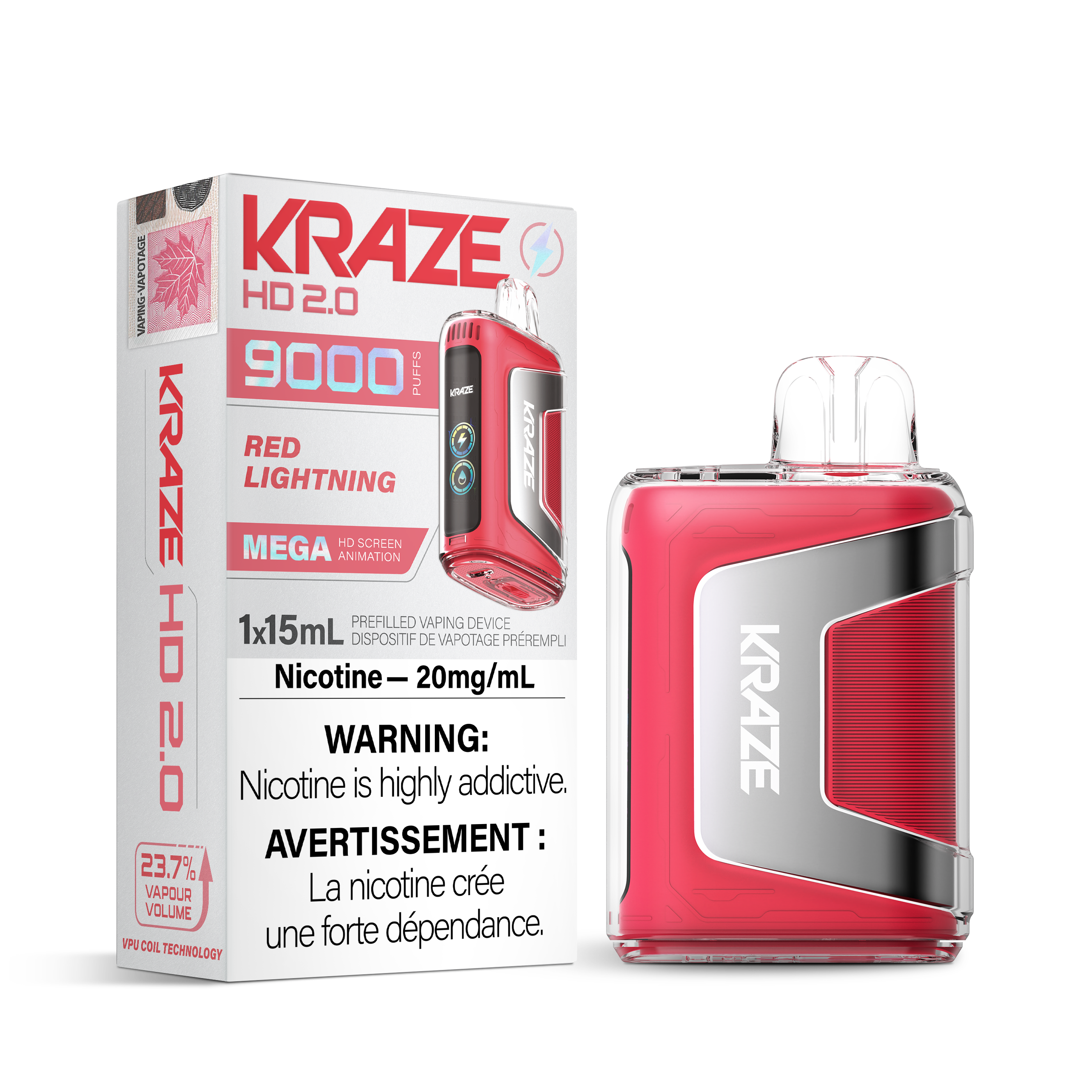 KRAZE HD 2.0 9000 RED LIGHTNING 20MG