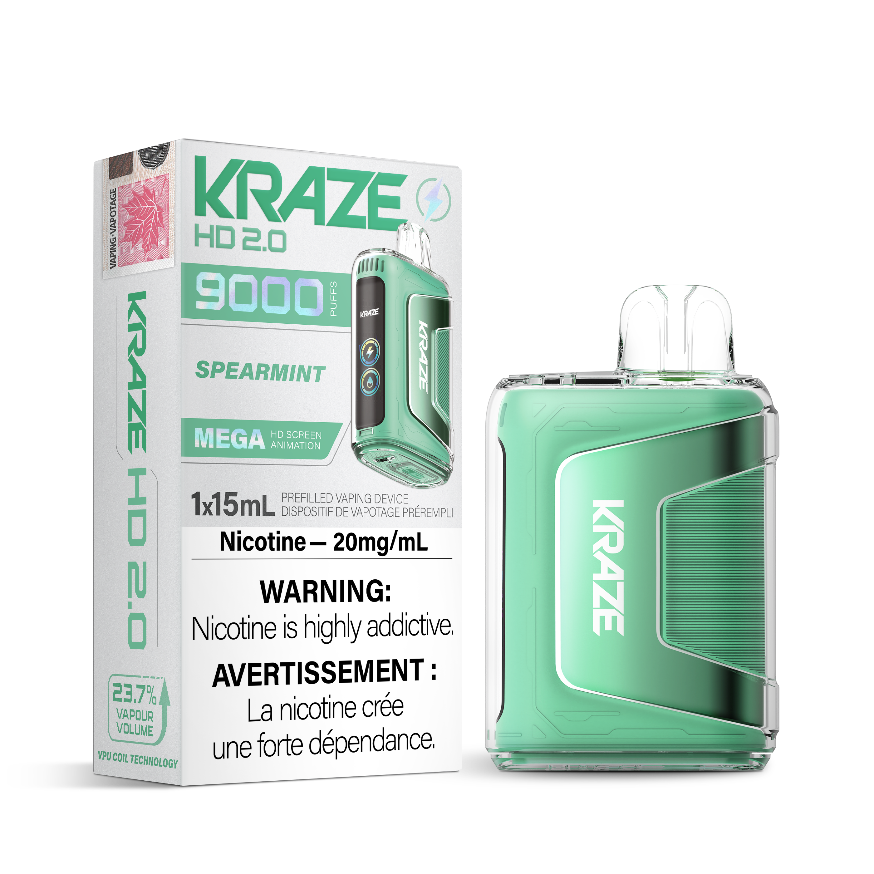 KRAZE HD 2.0 9000 SPEARMINT 20MG