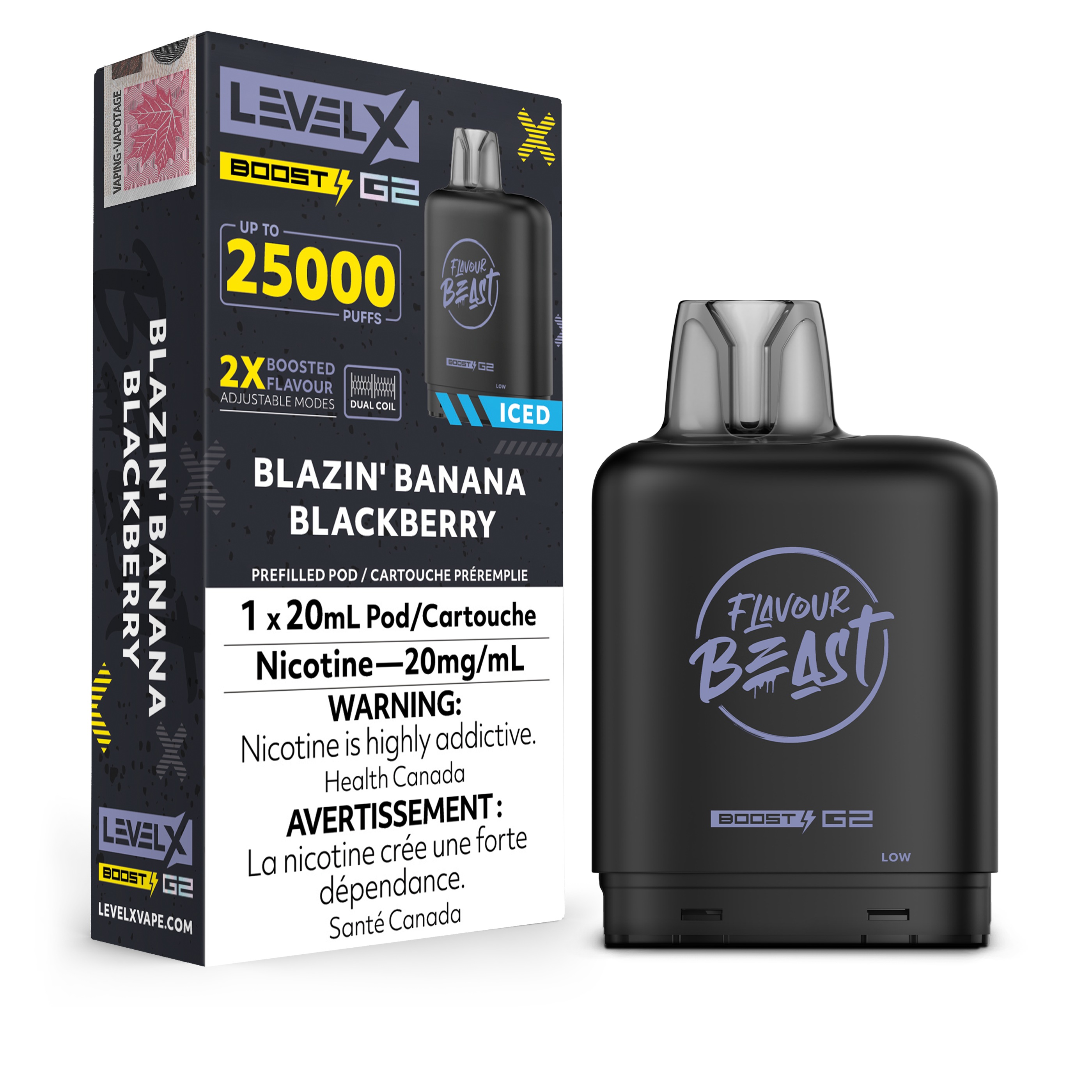 LEVEL X BOOST G2 FLAVOUR BEAST Blazin' Banana Blackberry Ice 20MG