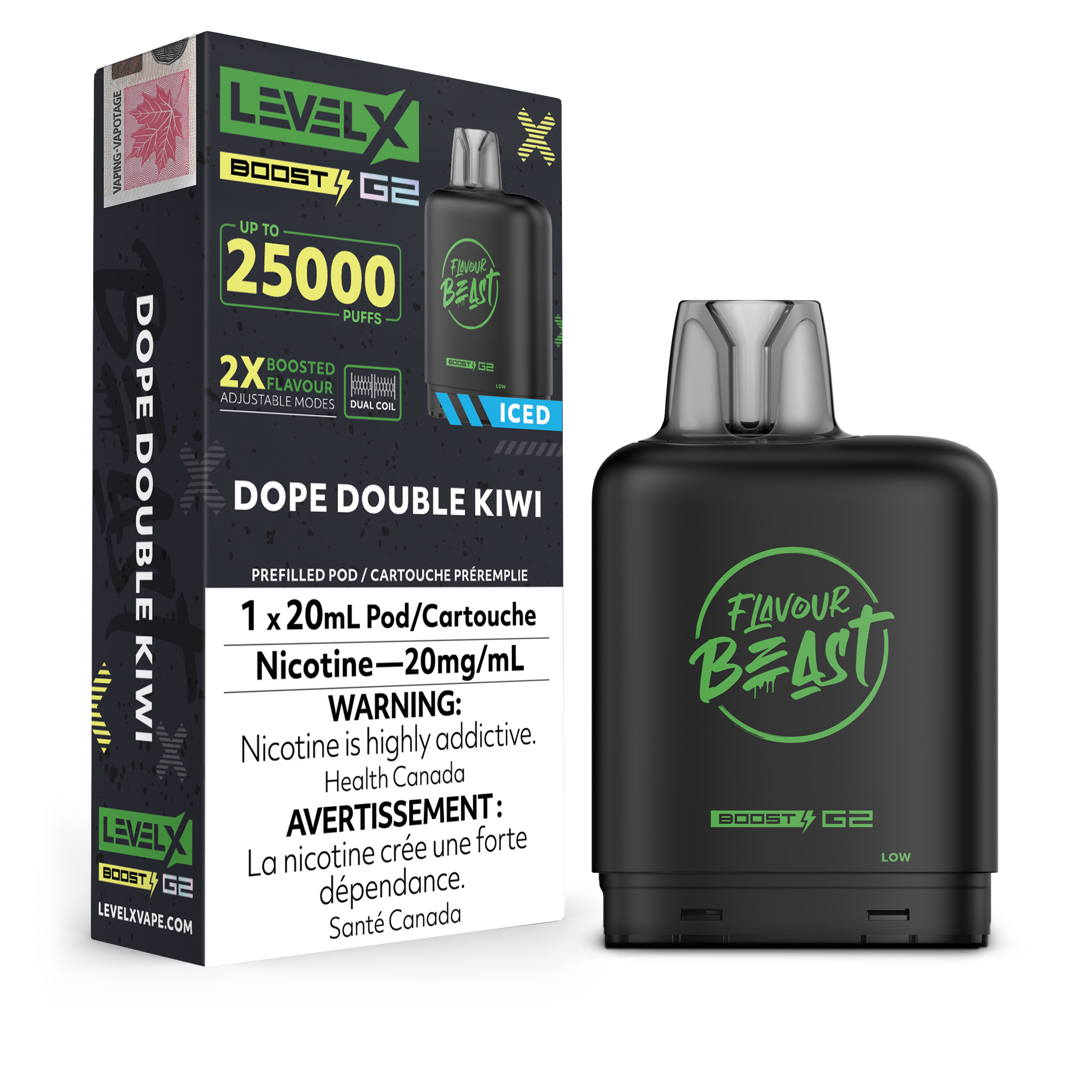 FLAVOUR BEAST LEVEL X BOOST G2 POD Dope Double Kiwi Ice 20MG