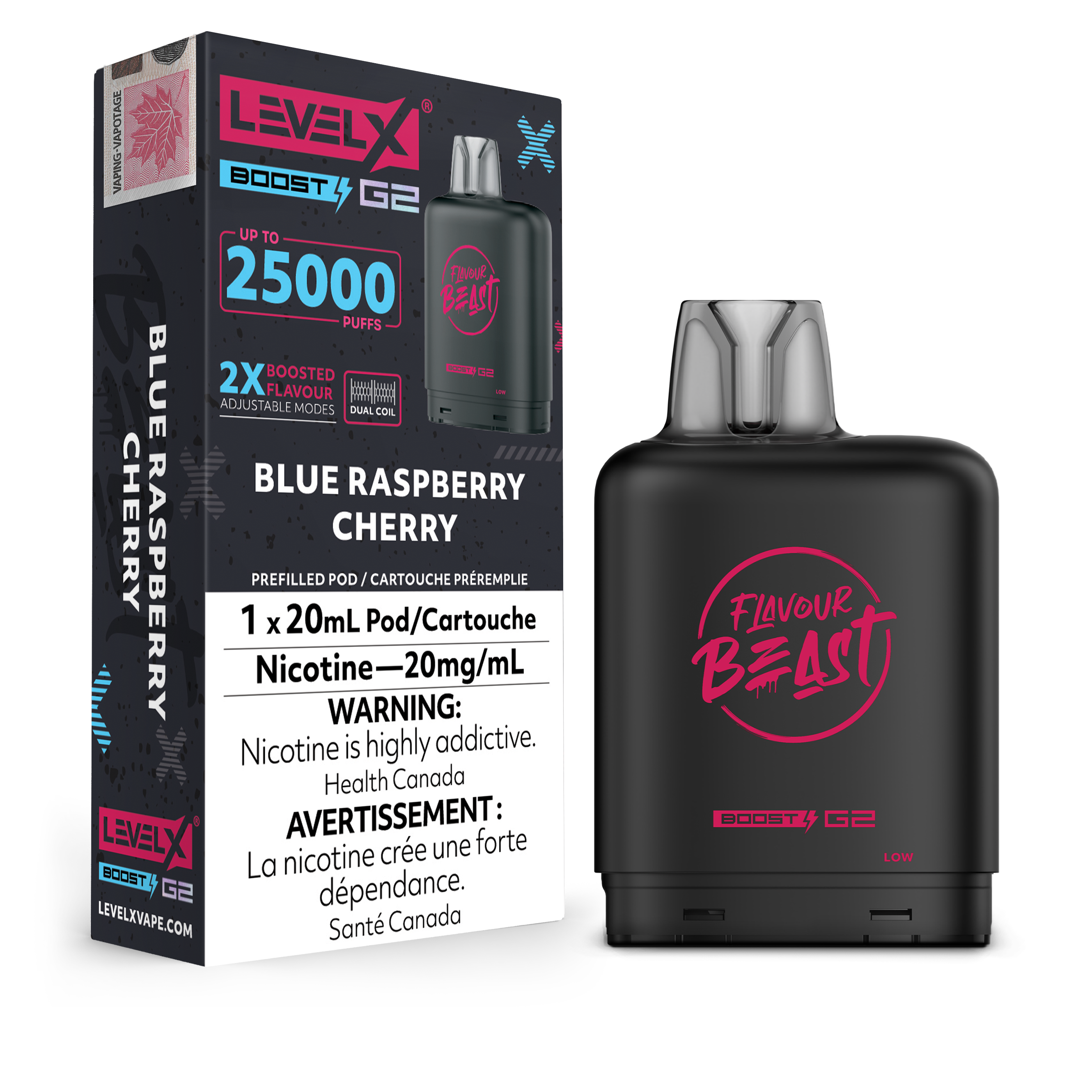 FLAVOUR BEAST LEVEL X BOOST G2 POD BLUE RASPBERRY CHERRY 20MG