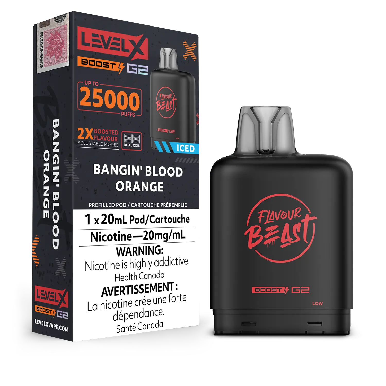 FLAVOUR BEAST LEVEL X BOOST G2 POD Bangin' Blood Orange Ice 20MG