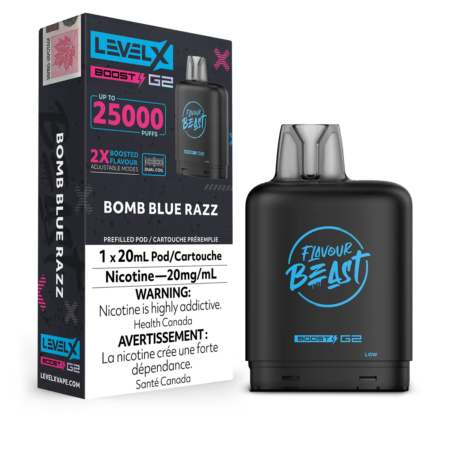 FLAVOUR BEAST LEVEL X BOOST G2 POD Bomb Blue Razz 20MG