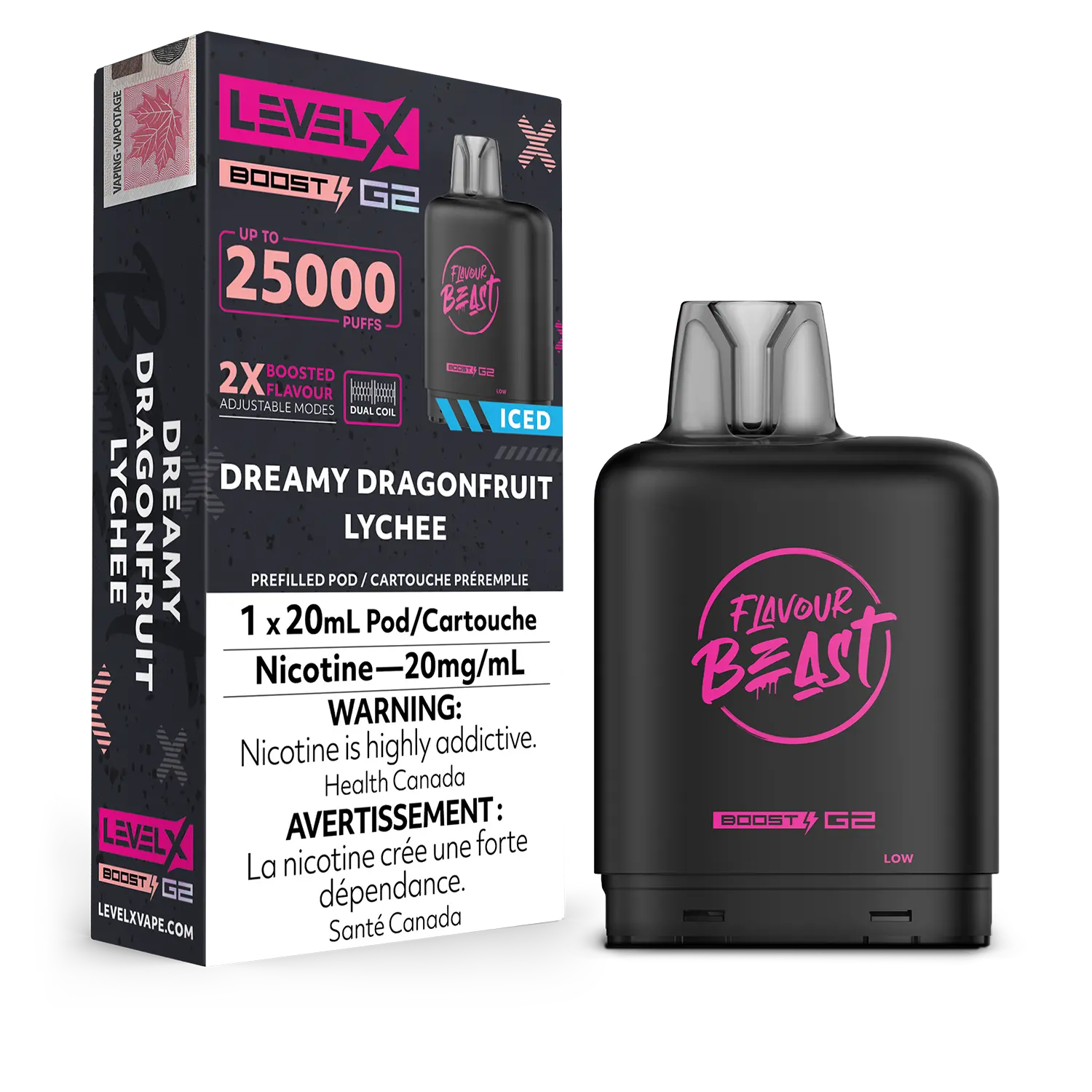 FLAVOUR BEAST LEVEL X BOOST G2 POD Dreamy Dragonfruit Lychee Ice 20MG