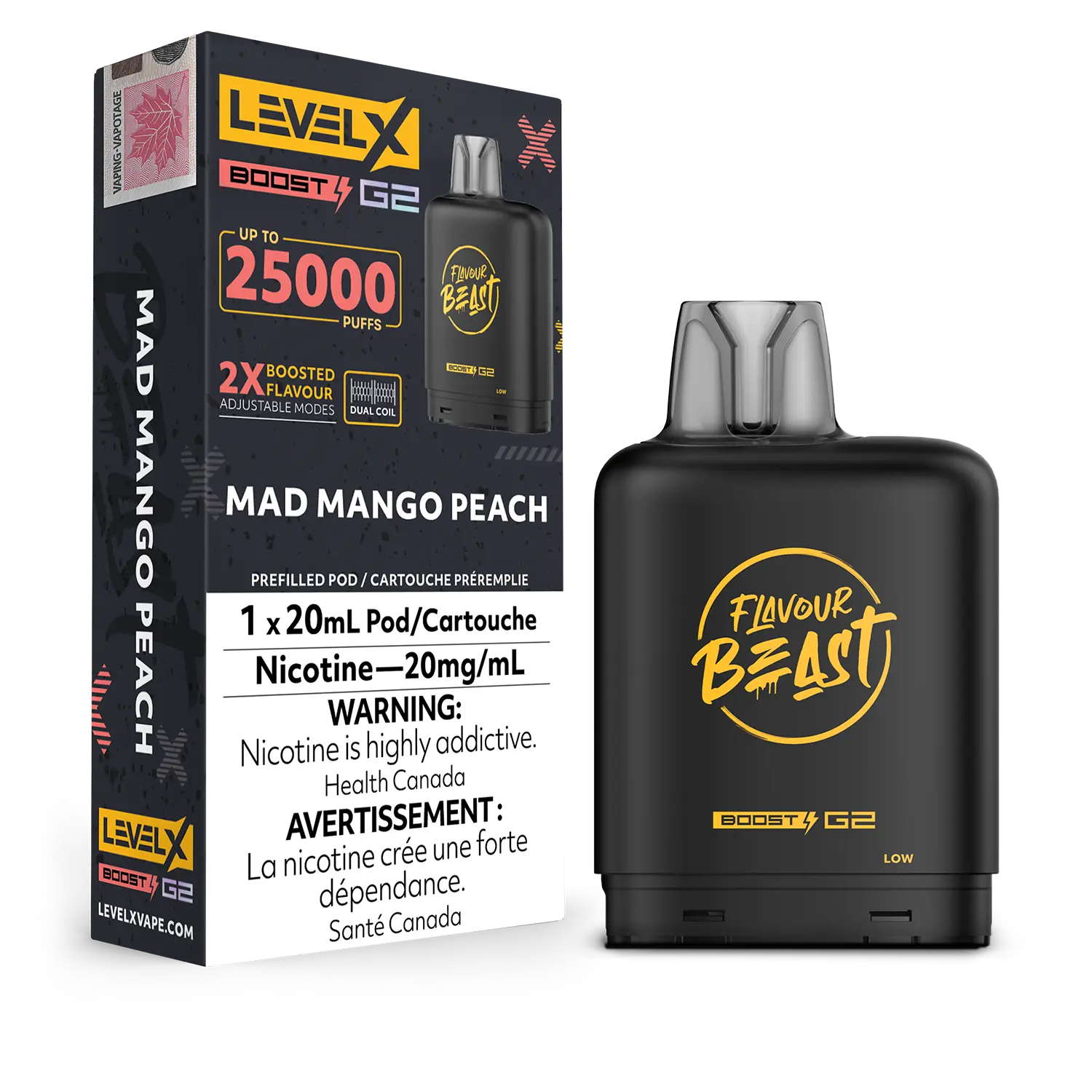 FLAVOUR BEAST LEVEL X BOOST G2 POD Mad Mango Peach 20MG