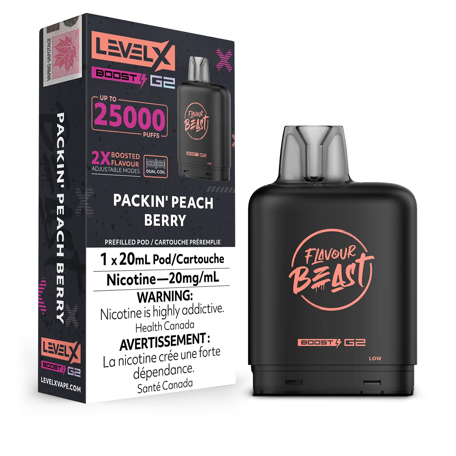 LEVEL X BOOST G2 FLAVOUR BEAST Packin' Peach Berry 20MG