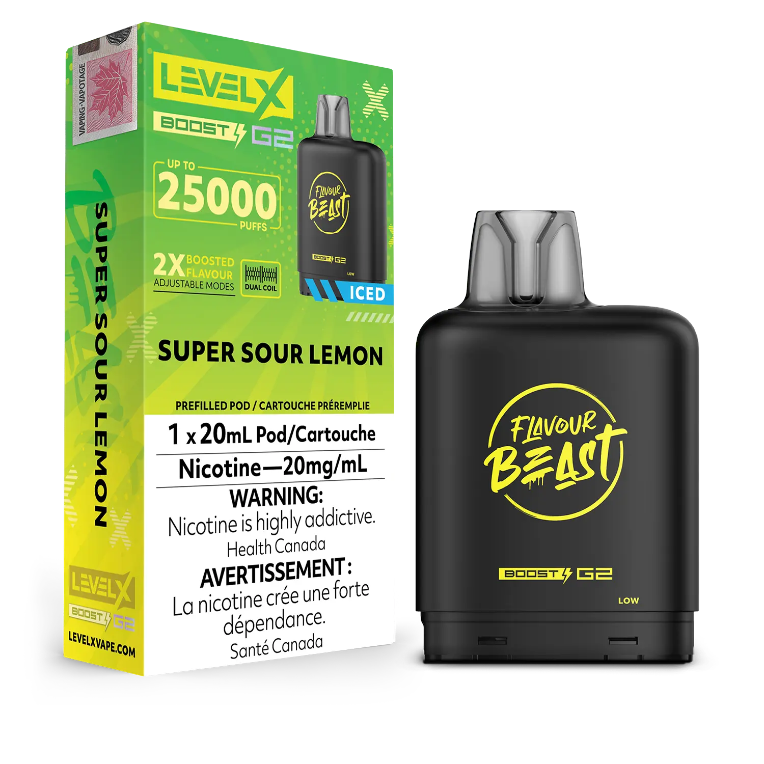 FLAVOUR BEAST LEVEL X BOOST G2 POD Super Sour Lemon Ice 20MG