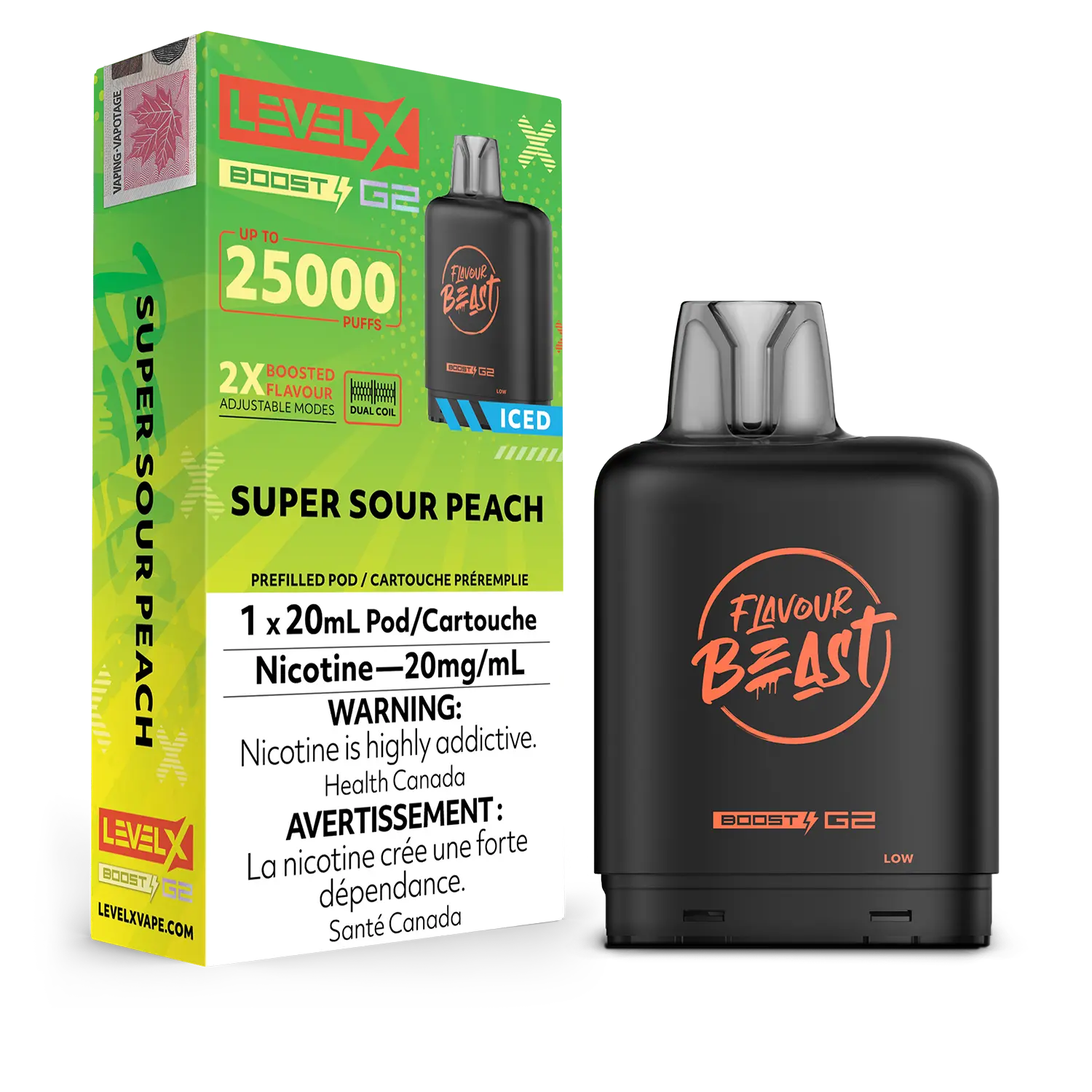 LEVEL X BOOST G2 FLAVOUR BEAST Super Sour Peach Ice 20mg