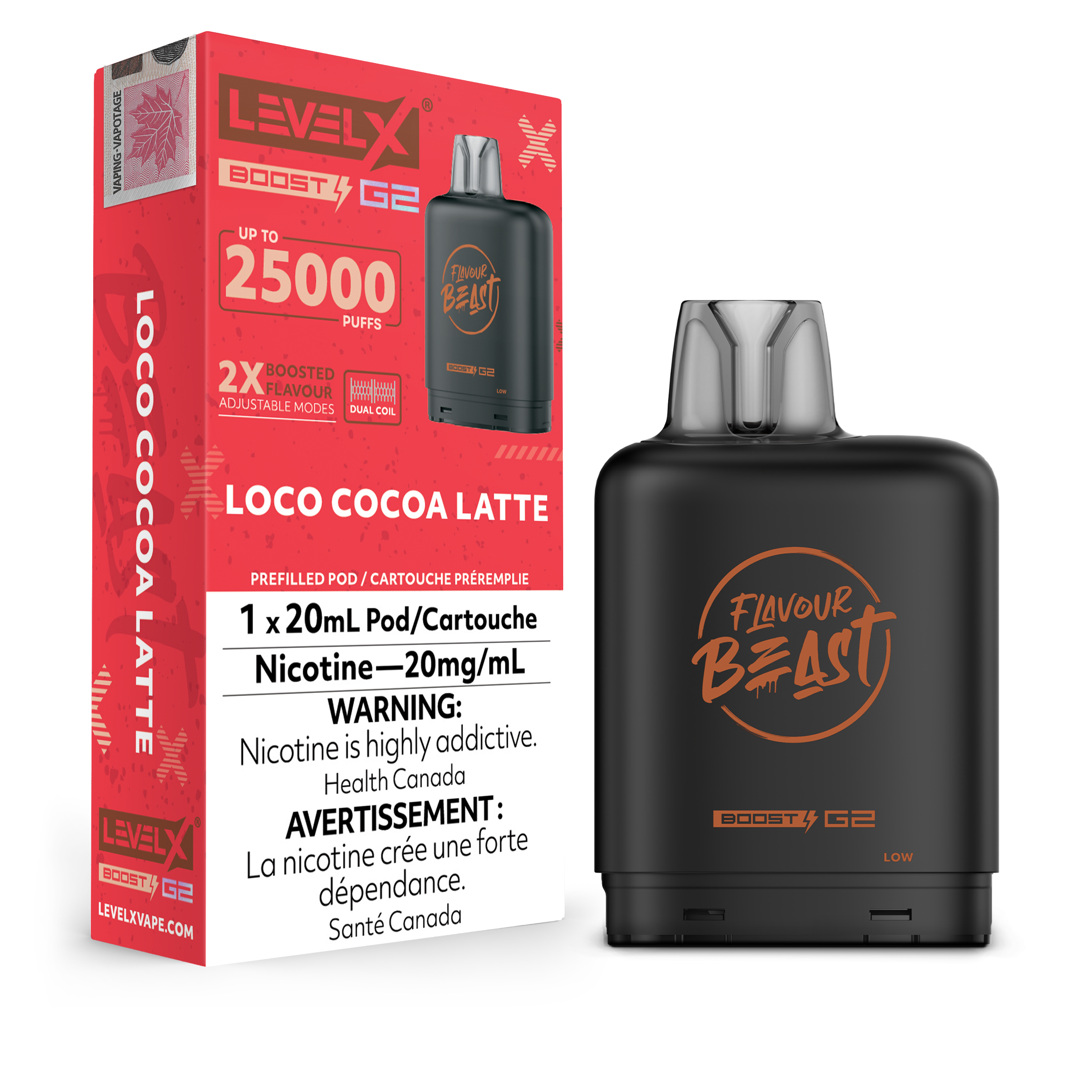 FLAVOUR BEAST LEVEL X BOOST G2 POD LOCA COCOA LATTE