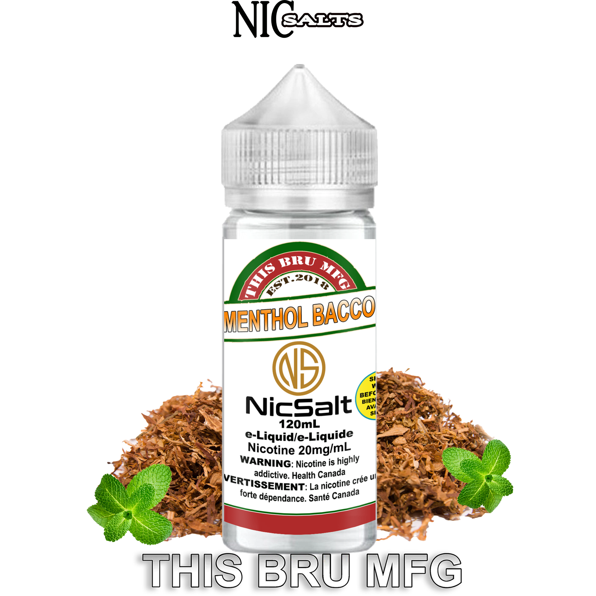 CUSTOM THIS BRU MFG SALT - MENTHOL BACCO 120ML