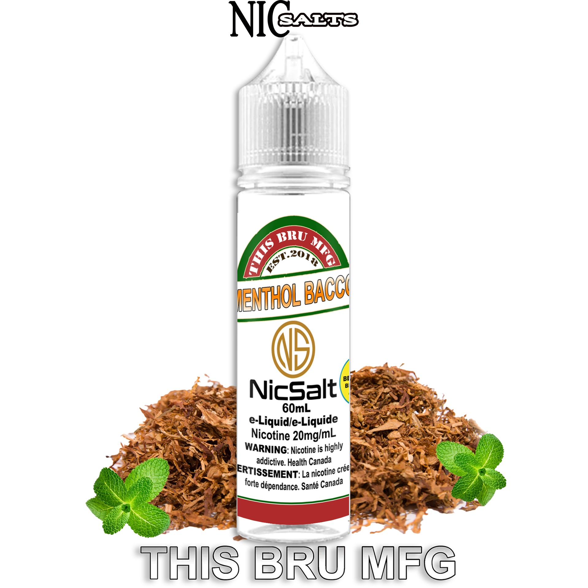 CUSTOM THIS BRU MFG SALT - MENTHOL BACCO 60ML