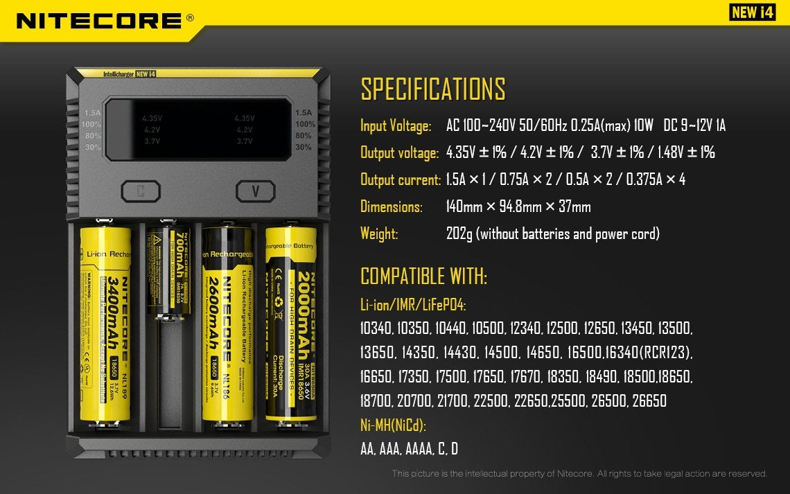 NITECORE I4 V2 BATTERY CHARGER 4BAY