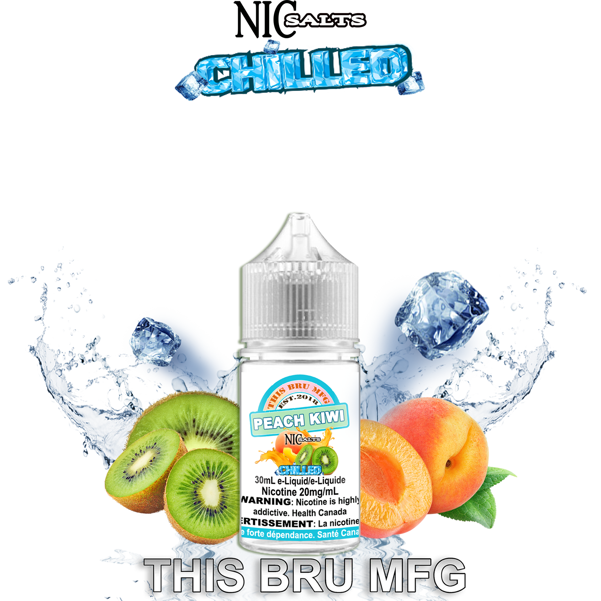 CUSTOM THIS BRU MFG SALT - PEACH KIWI CHILLED 30ML