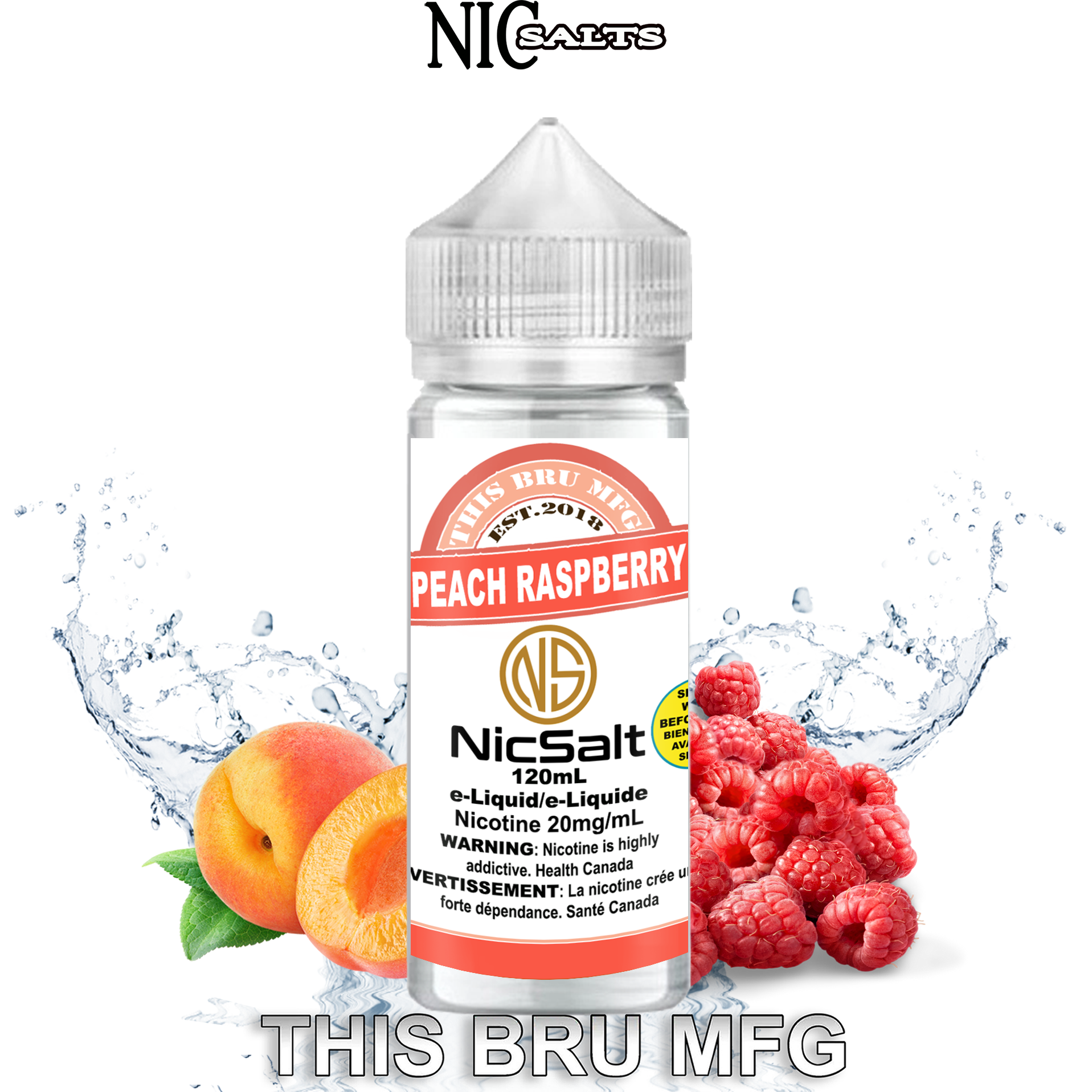 CUSTOM THIS BRU MFG SALT - PEACH RASPBERRY 120ML