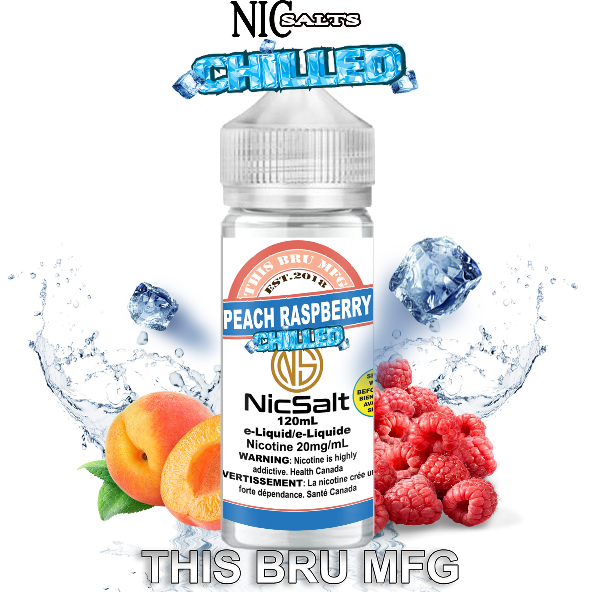 CUSTOM THIS BRU MFG SALT - PEACH RASPBERRY CHILLED 120ML