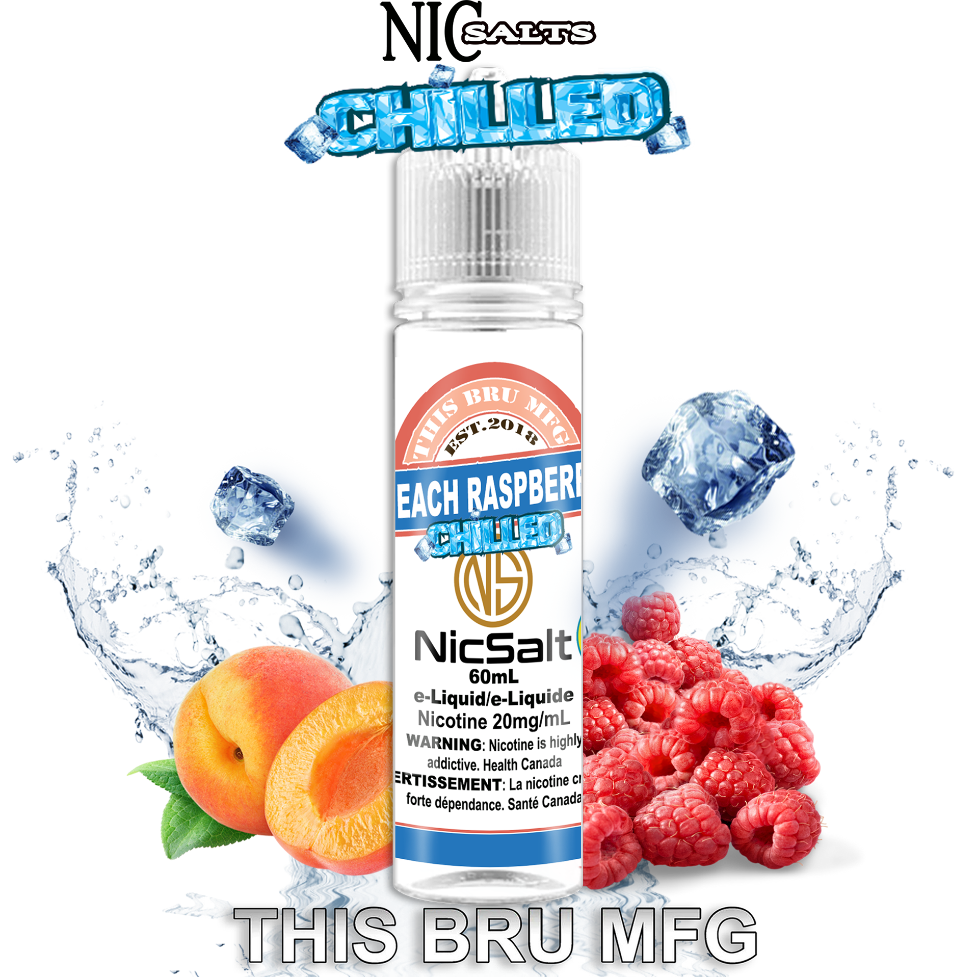 CUSTOM THIS BRU MFG SALT - PEACH RASPBERRY CHILLED 60ML