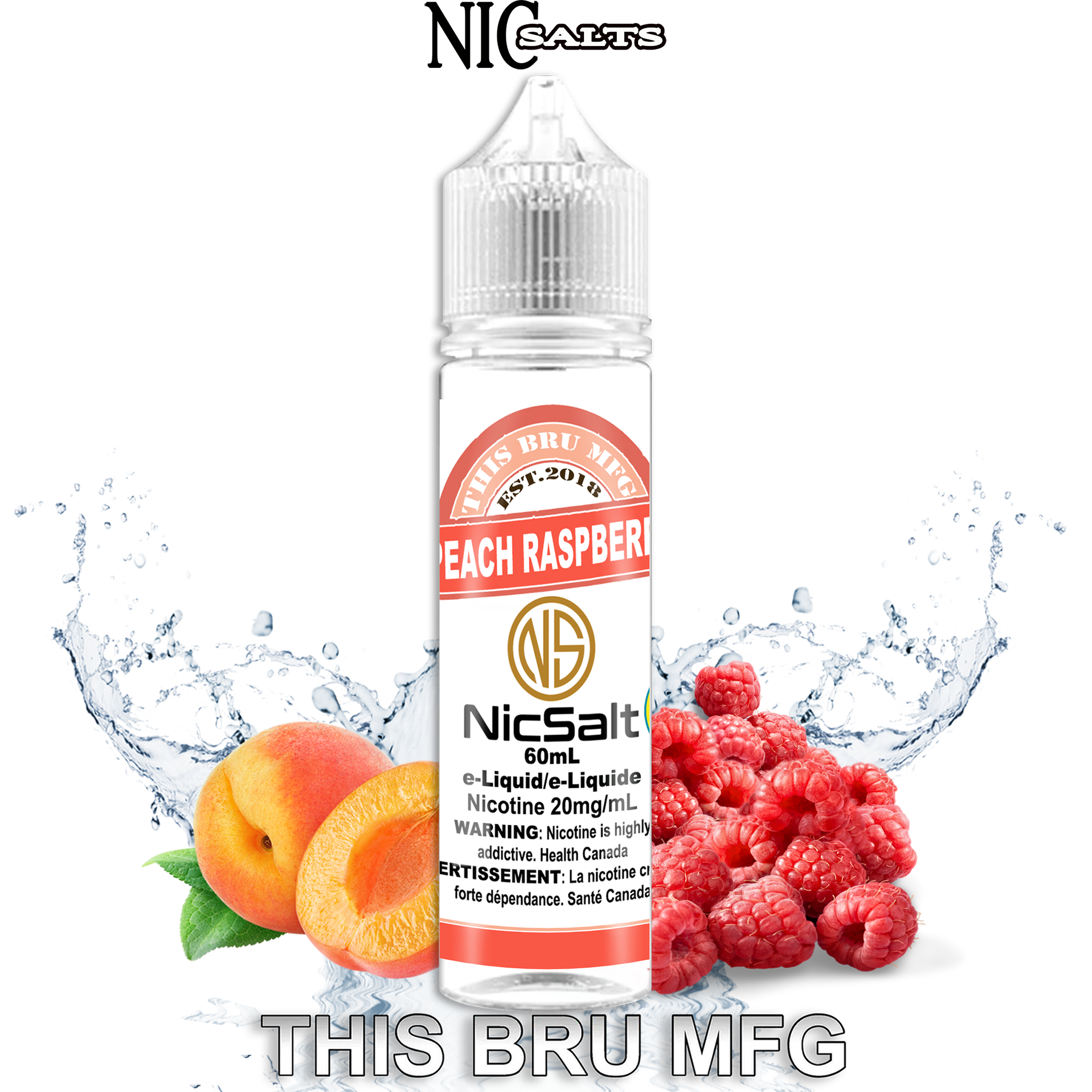 CUSTOM THIS BRU MFG SALT - PEACH RASPBERRY 60ML