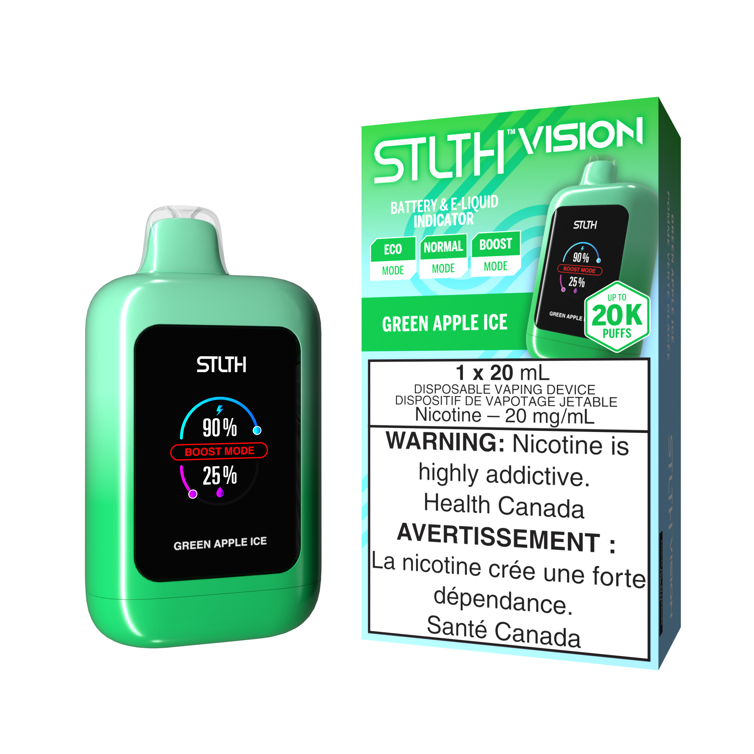 STLTH VISION 20K GREEN APPLE ICE 20MG