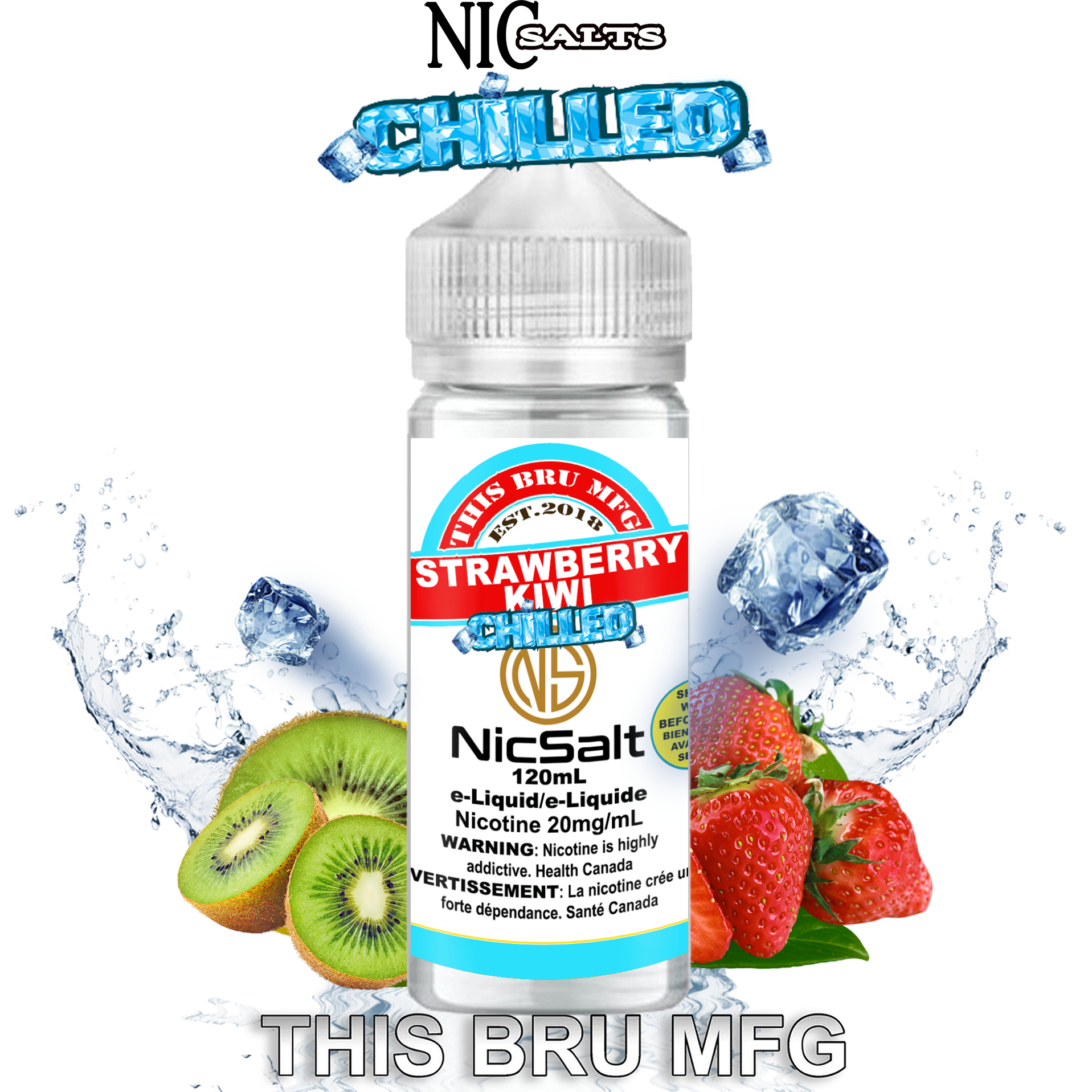 CUSTOM THIS BRU MFG SALT - STRAWBERRY KIWI CHILLED 120ML