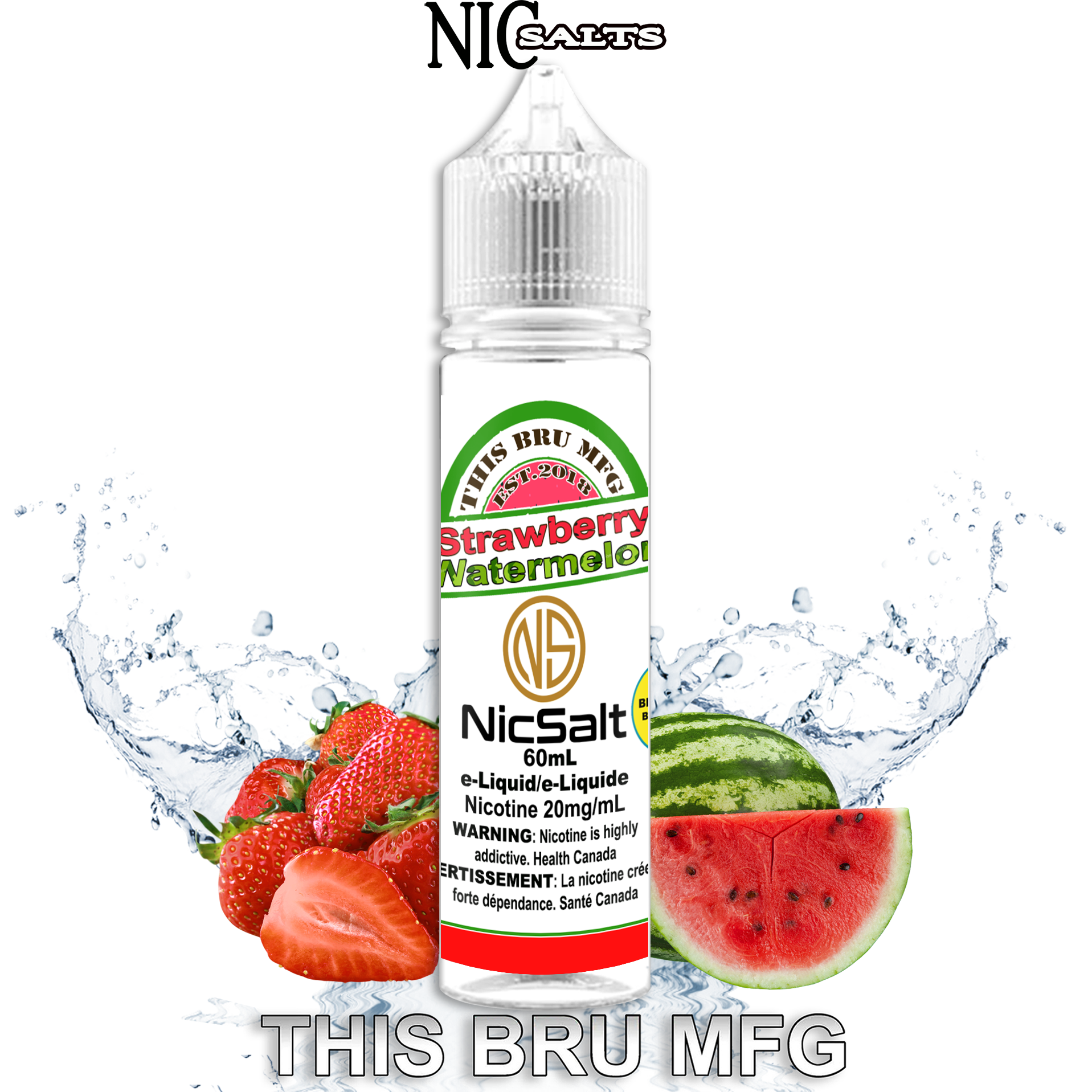 CUSTOM THIS BRU MFG SALT - STRAWBERRY WATERMELON 60ML