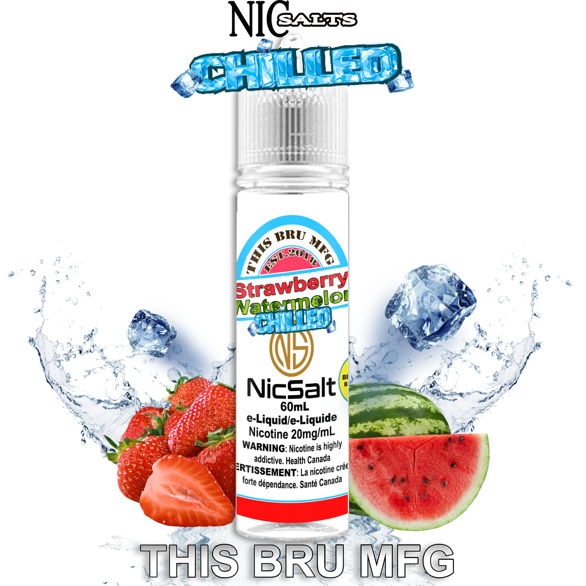 CUSTOM THIS BRU MFG SALT - STRAWBERRY WATERMELON CHILLED 60ML