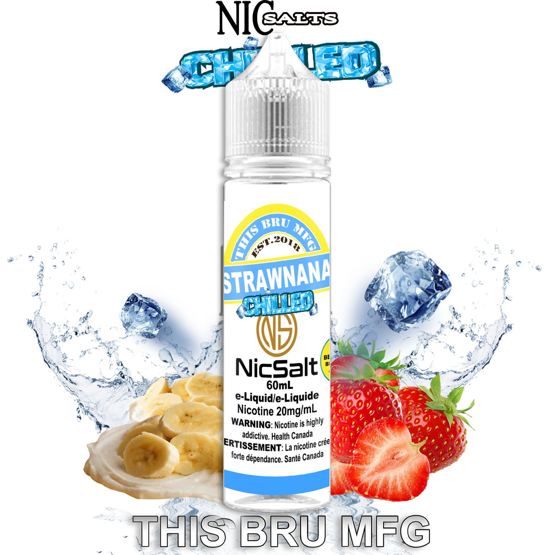 CUSTOM THIS BRU MFG SALT - STRAWNANA CHILLED 60ML