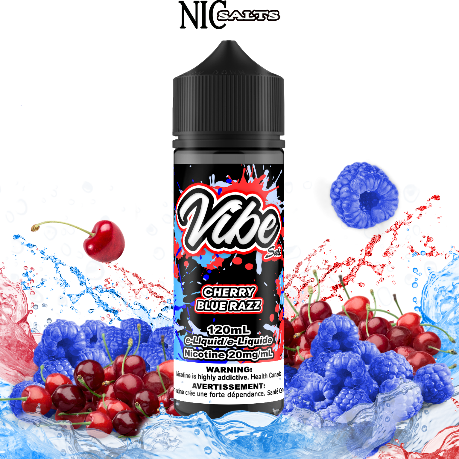 CUSTOM VIBE SALT - CHERRY BLUE RAZZ 120ML