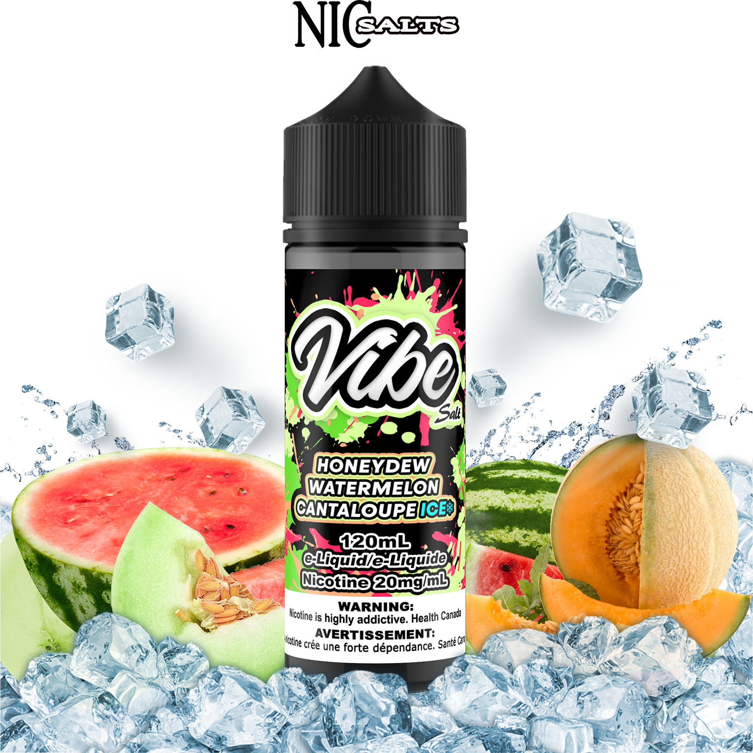 CUSTOM VIBE SALT - HONEYDEW WATERMELON CANTALOUPE ICE 120ML