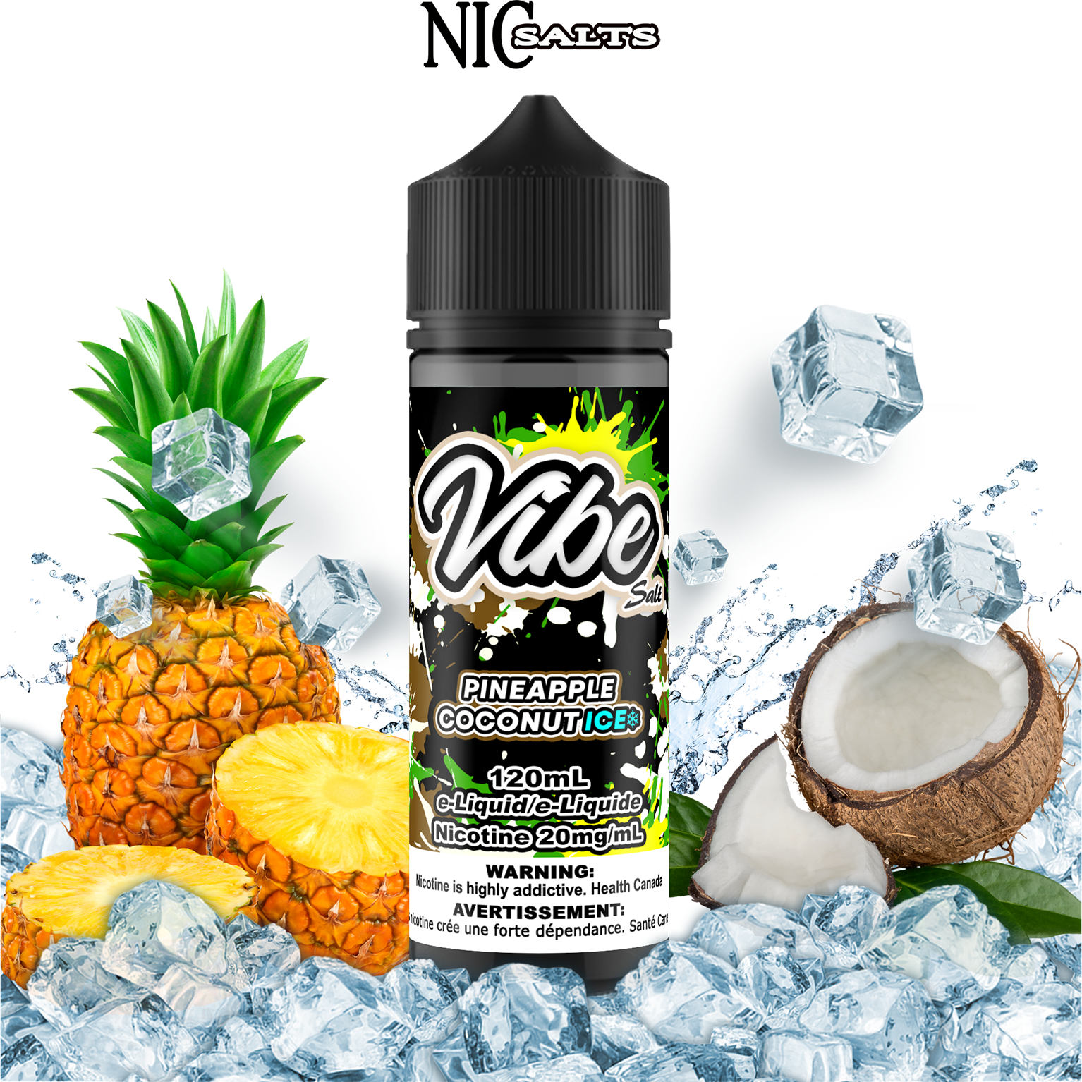 CUSTOM VIBE SALT - PINEAPPLE COCONUT ICE 120ML