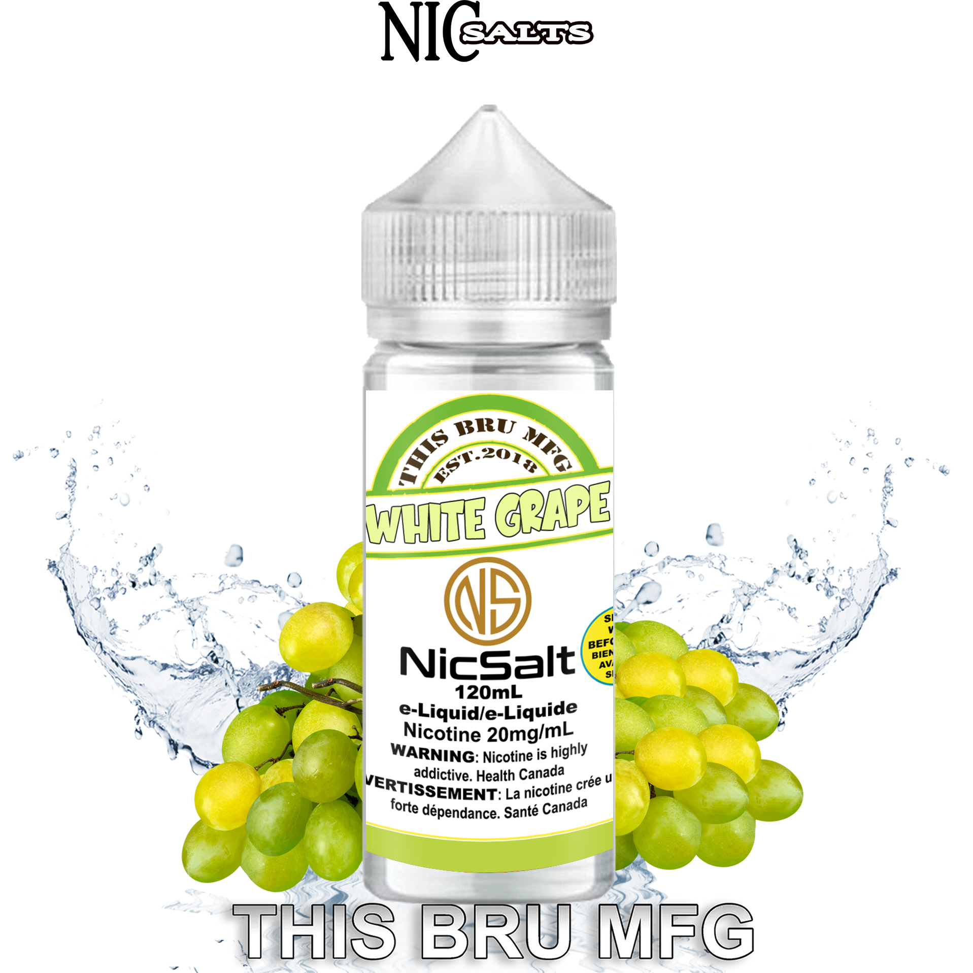 CUSTOM THIS BRU MFG SALT - WHITE GRAPE 120ML