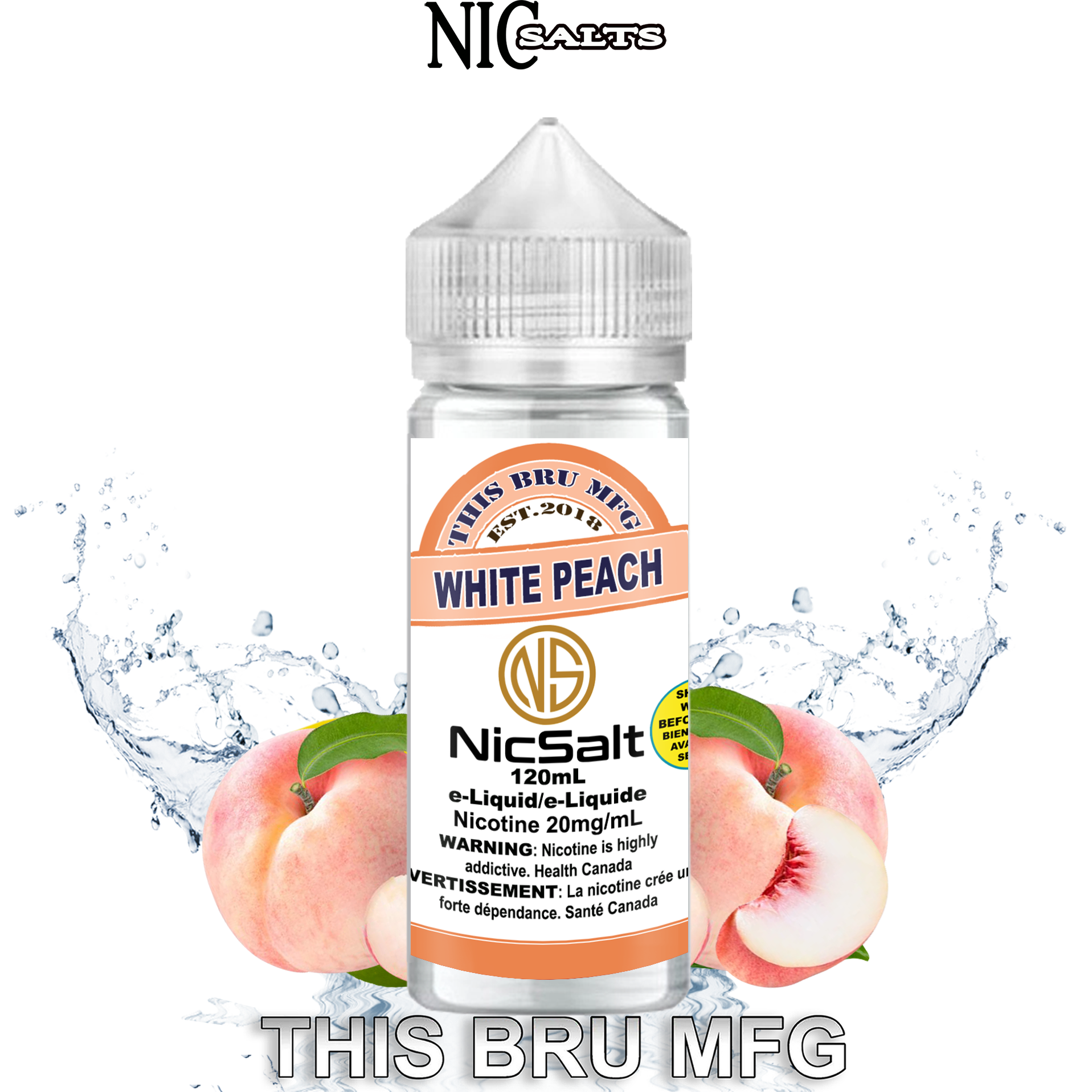 CUSTOM THIS BRU MFG SALT - WHITE PEACH 120ML