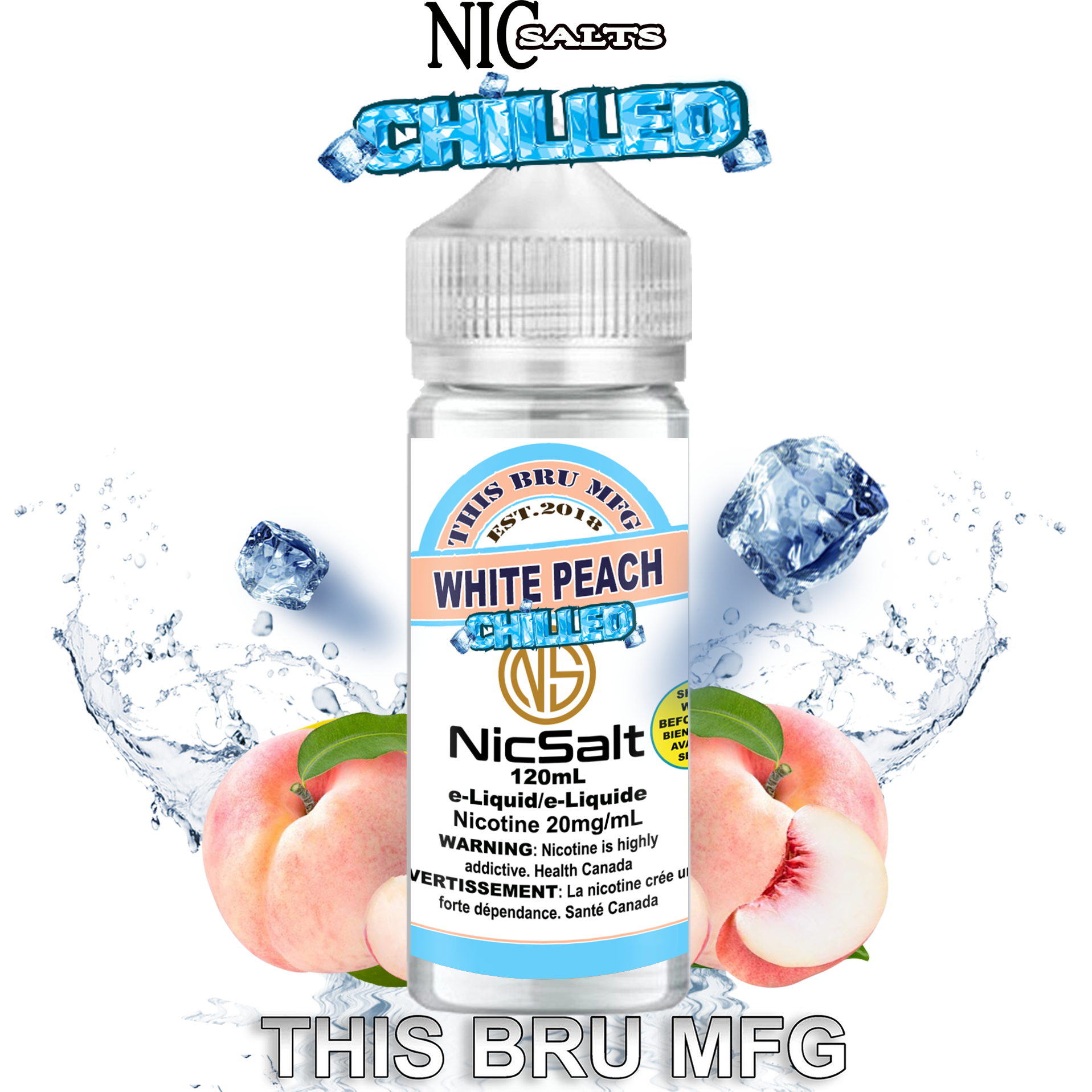 CUSTOM THIS BRU MFG SALT - WHITE PEACH CHILLED 120ML